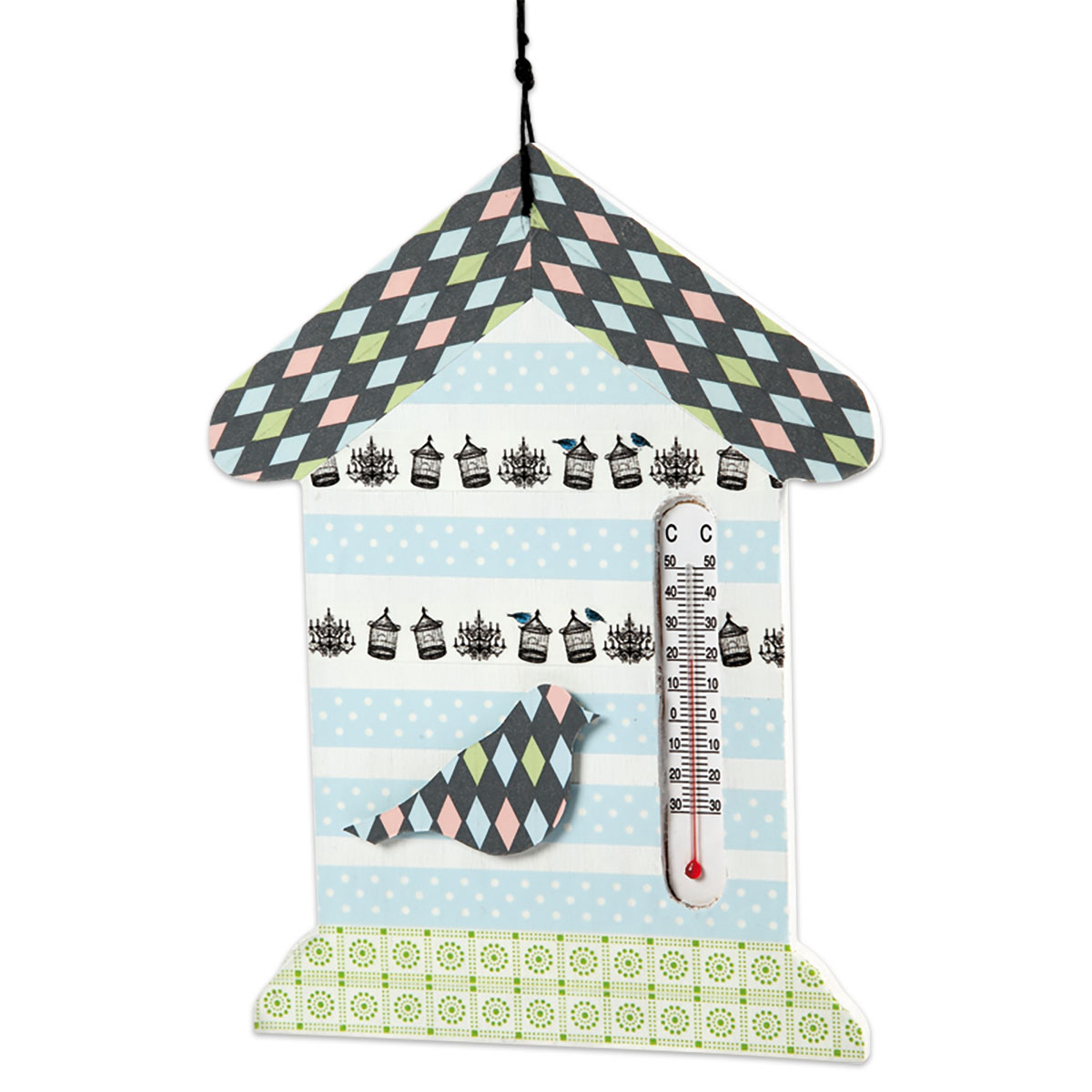 Thermometer-Haus Holz 12x235x165mm natur