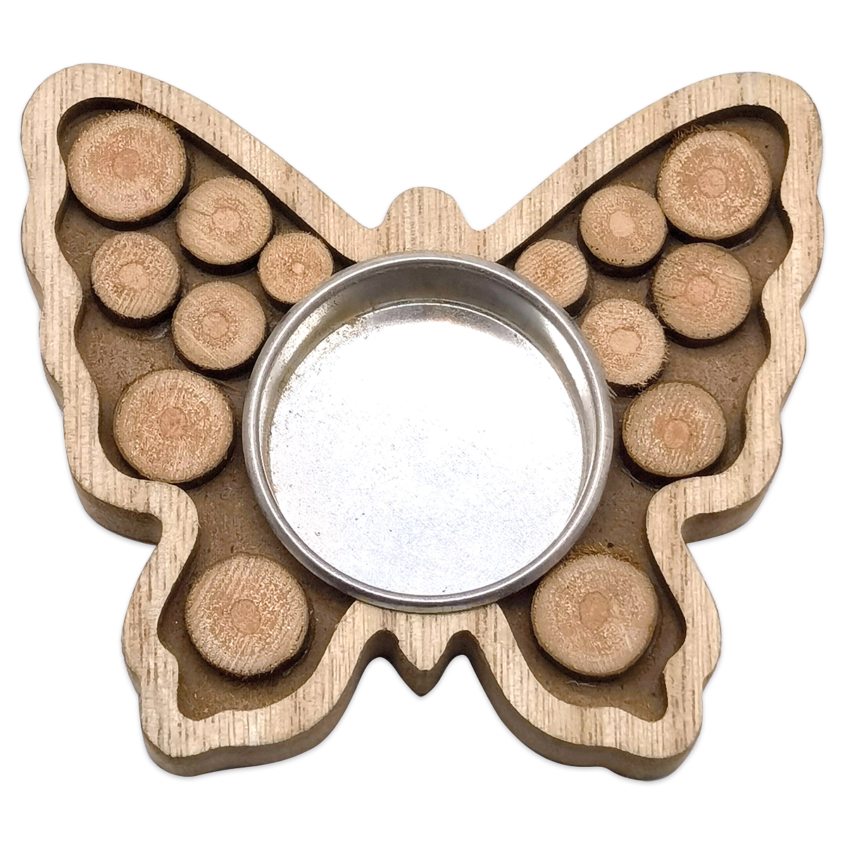 Teelichthalter Holz Schmetterling 8,7x10x1,7cm natur