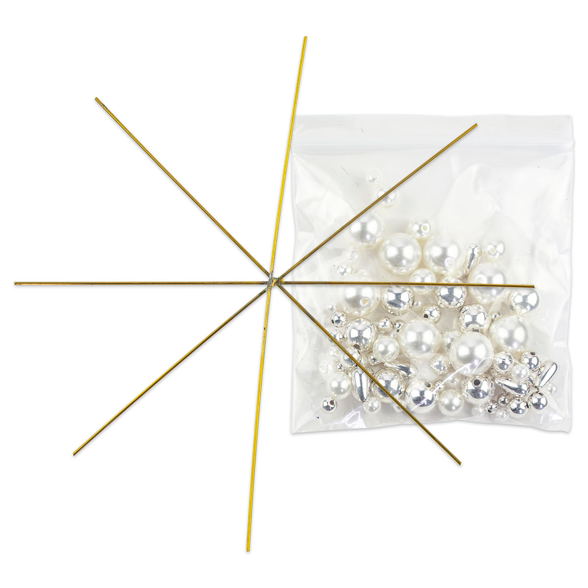52219191_2 Kreativset Perlenstern ca. 12cm weiß-silberfarben