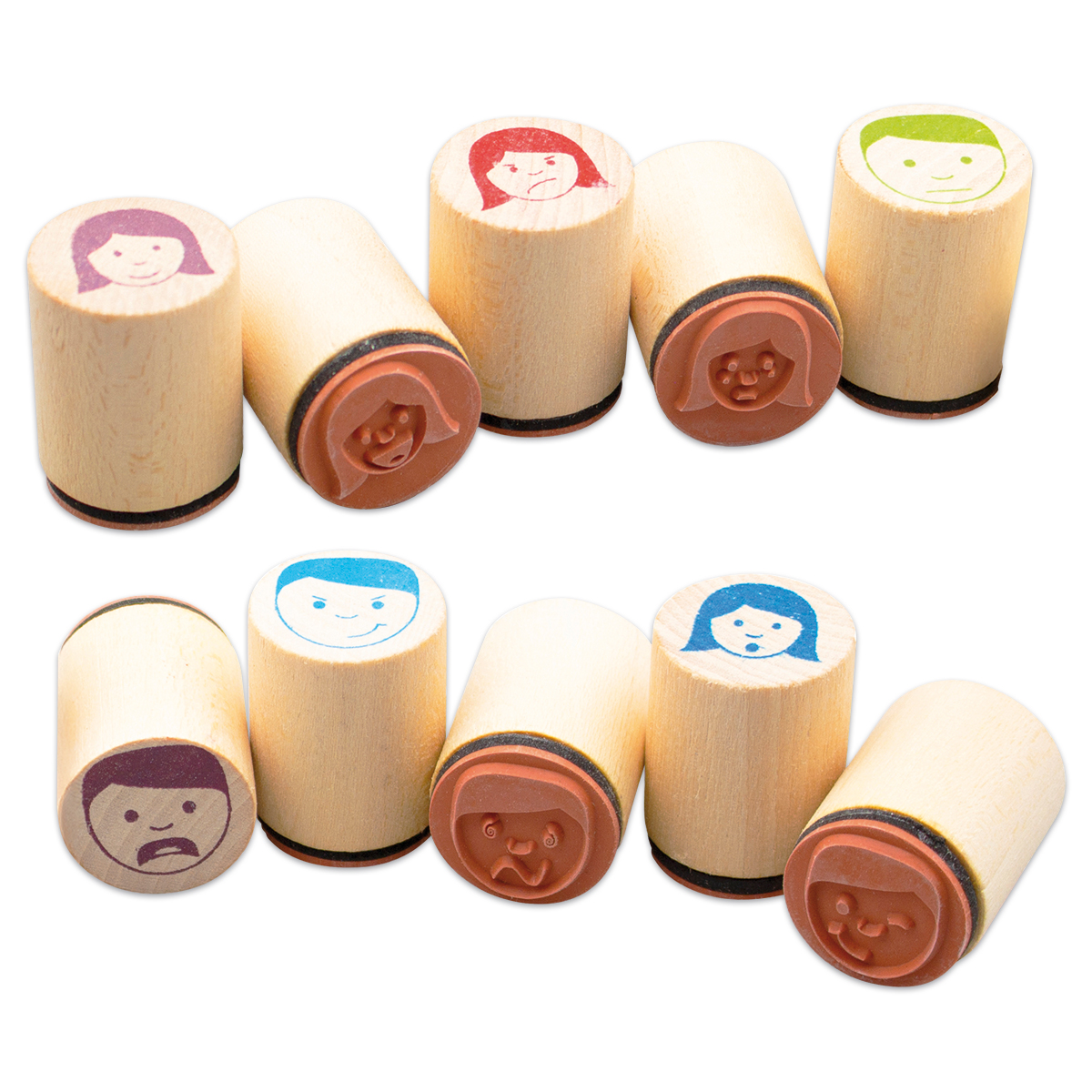Emotionsstempel Holz/Gummi Ø 2,5x3,5cm 10er-Set