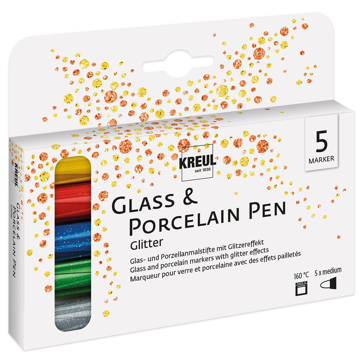 KREUL Porcelain und GlassPen glitter 5 Farben KREUL Porcelain und GlassPen glitter 5 Farben