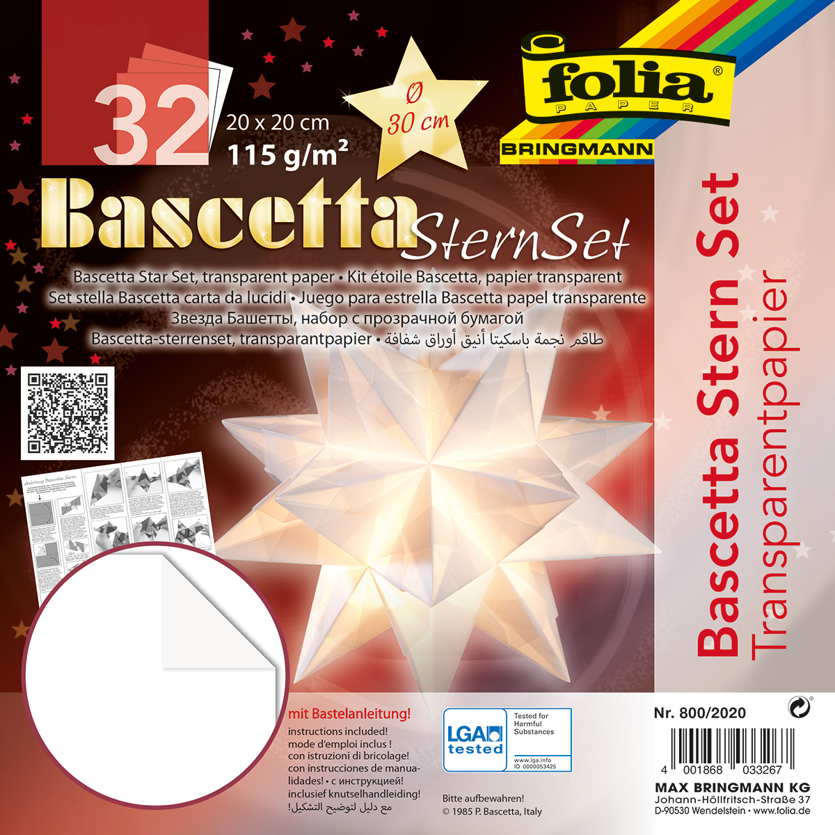 Bascetta-Stern ca. Ø 30cm 32 Bl. weiß