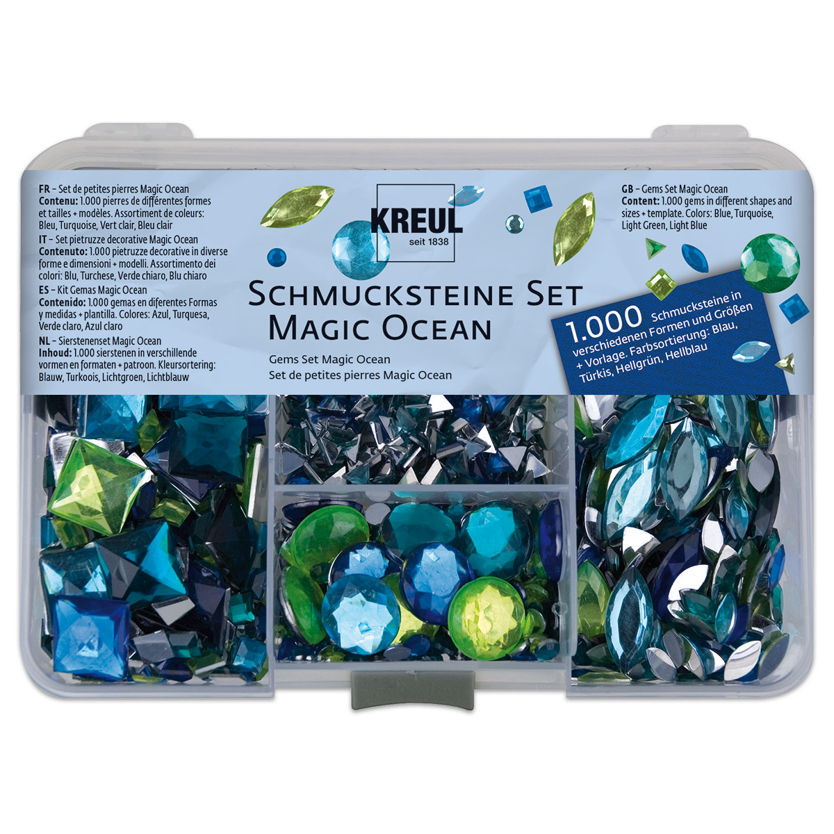 Schmucksteine-Set 5-20mm 1.000 St. blau/grün Schmucksteine-Set 5-20mm 1.000 St. blau/grün