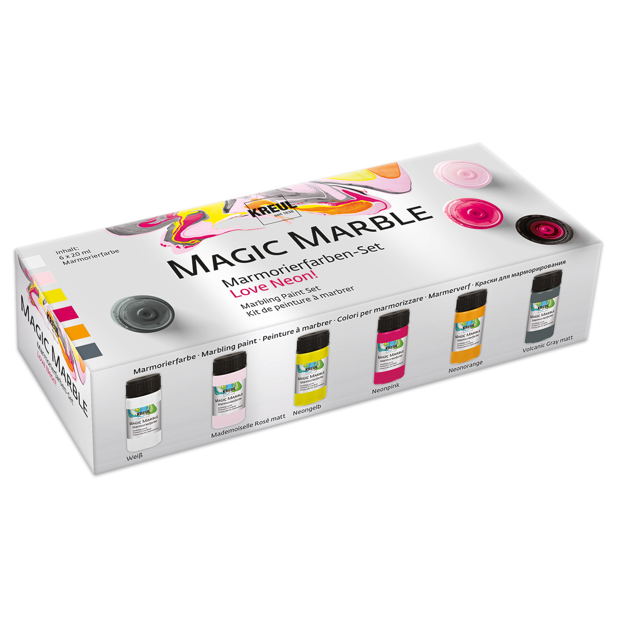 Hobby Line Magic Marble-Set 6 Farben à 20ml Love Neon
