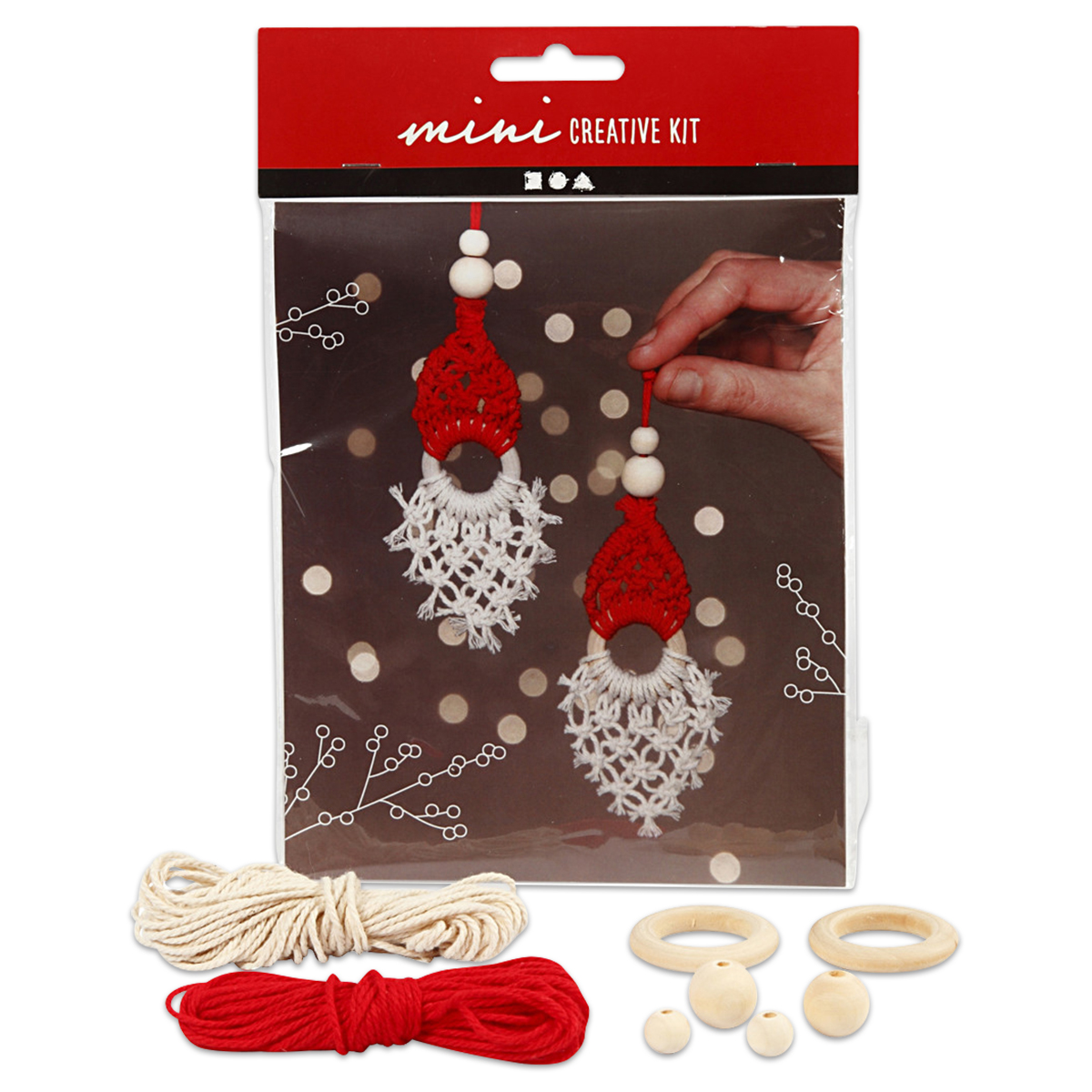 Mini-Kreativset Weihnachtswichtel aus Makramee ca. 14cm