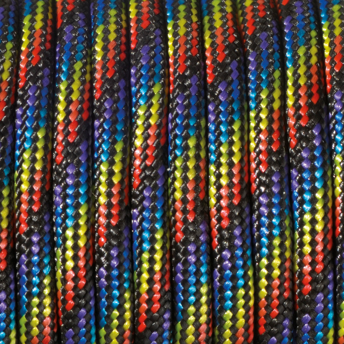 Paracord-Garn colour mix rund 4mm 50m regenbogen/schwarz