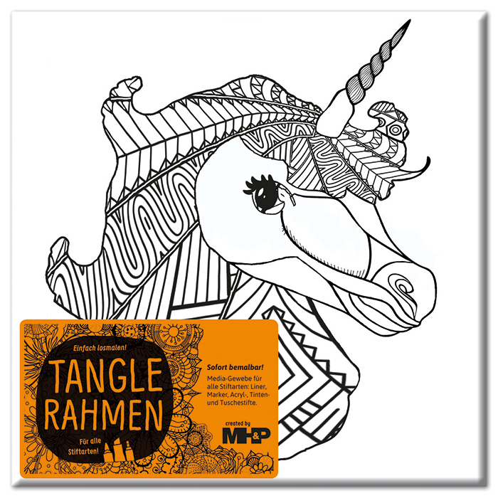 57702081s7J25ZTjwk1dC Tangle-Keilrahmen 20x20x2cm Einhorn