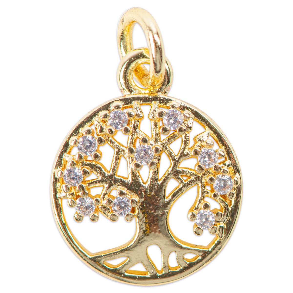 Metallanhänger Lebensbaum ca.11mm mit Strasssteinchen