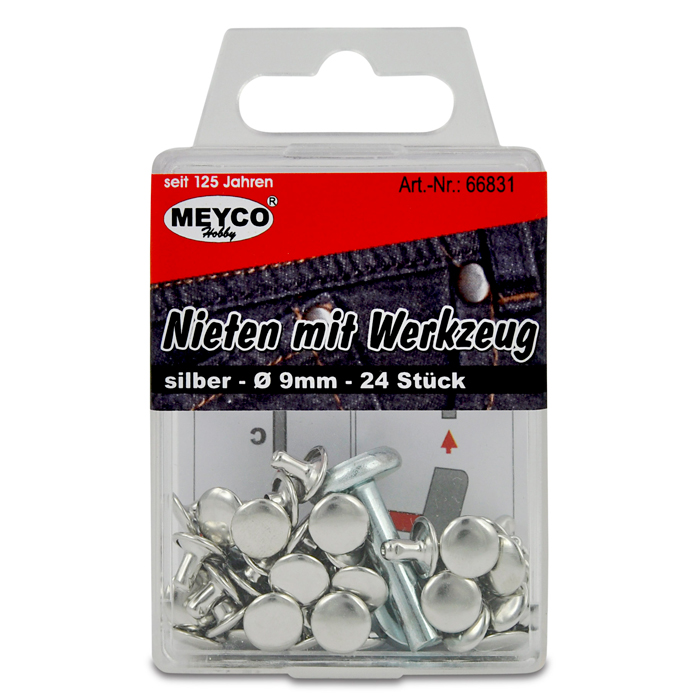 50266831pZM8G75Dehmds Nieten mit Werkzeug Metall 9mm 24 St. silberfarben