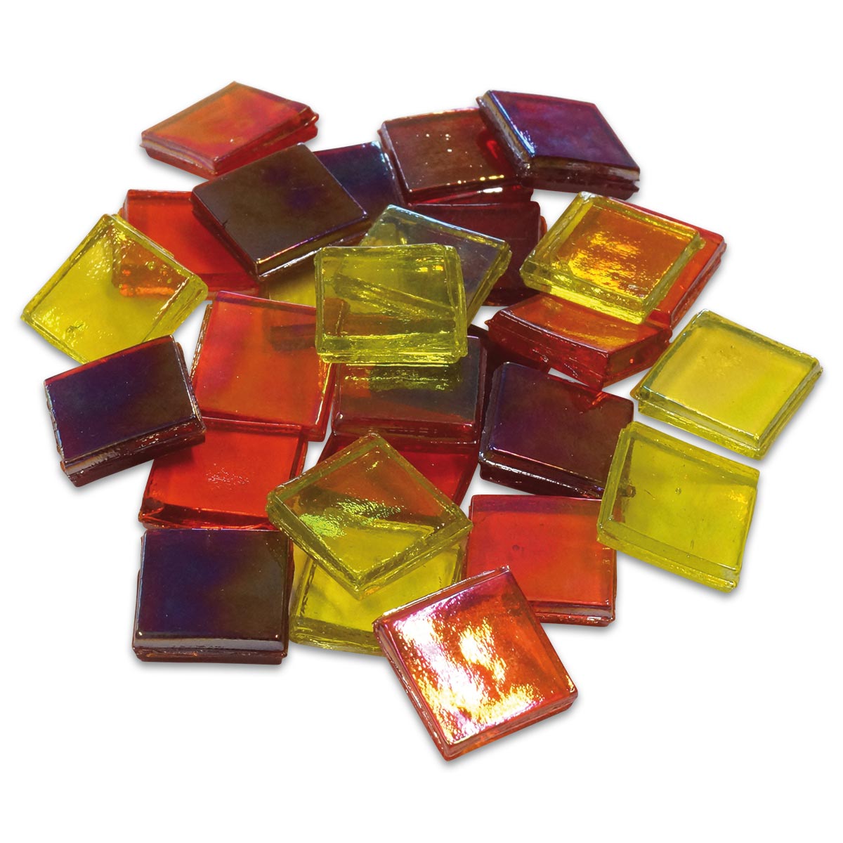 Eis Glas transparent 15x15x4mm 200g gelb-rot mix