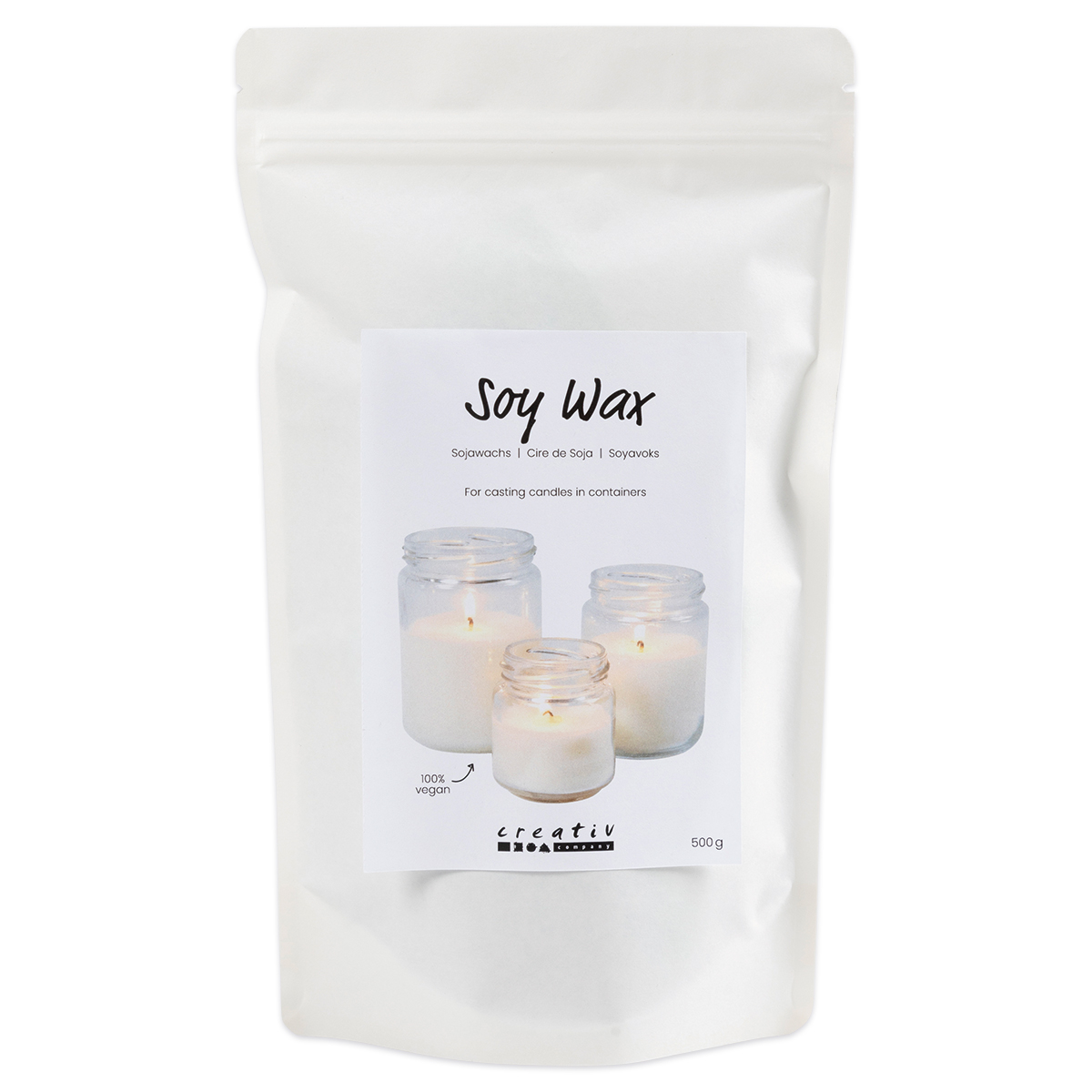 Sojawachspastillen für Behälterkerzen 500g weiß