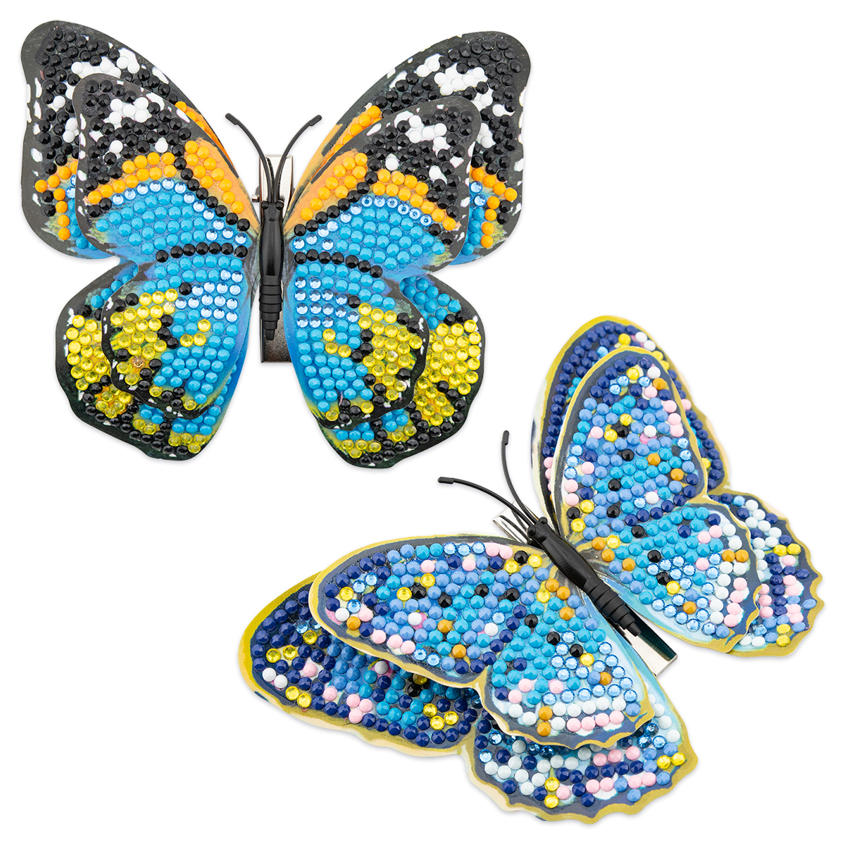 Diamond Painting Schmetterling 2er-Set mit Magnet blau bunt
