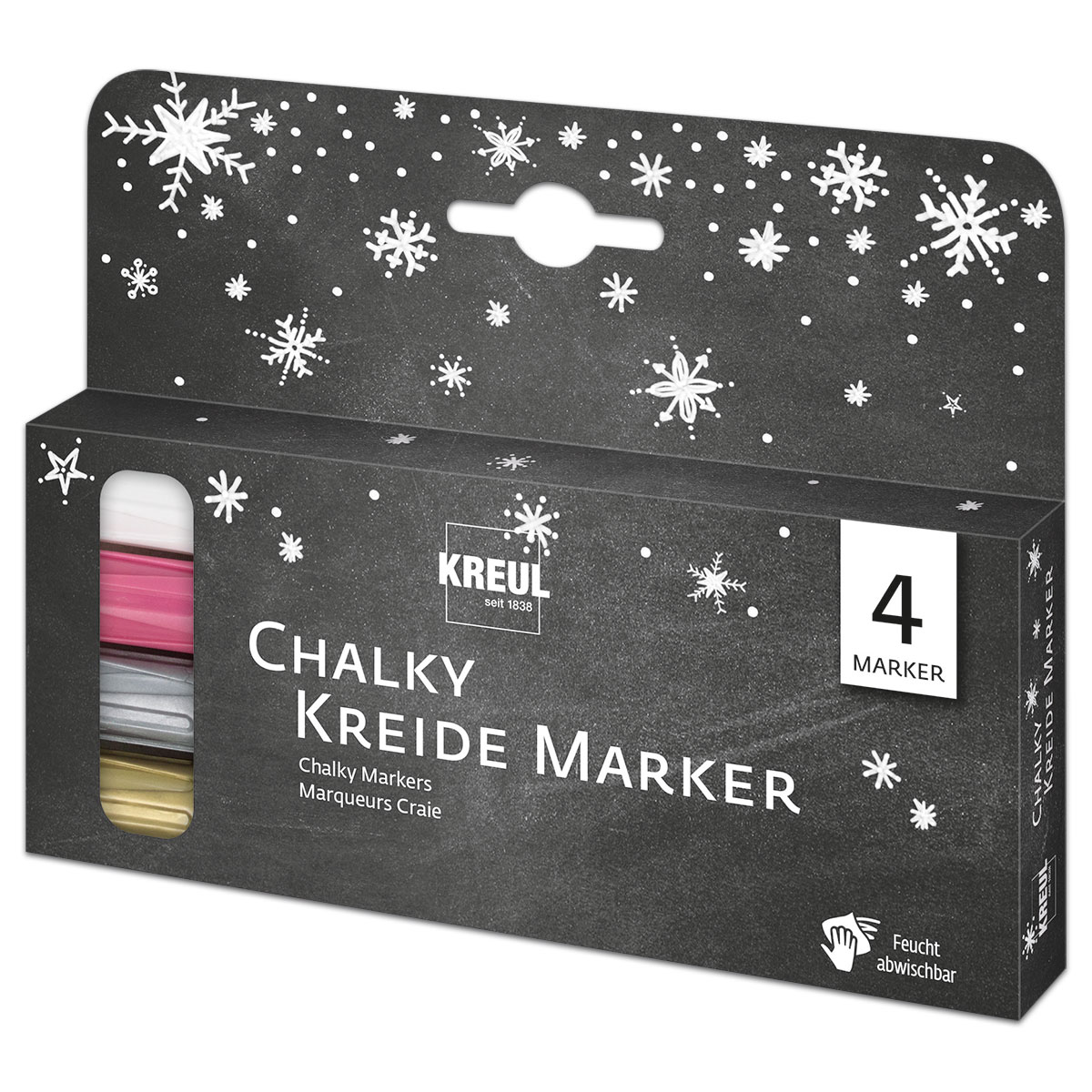 KREUL Chalky Kreide Marker-Set 4 St./Farben Fensterdeko