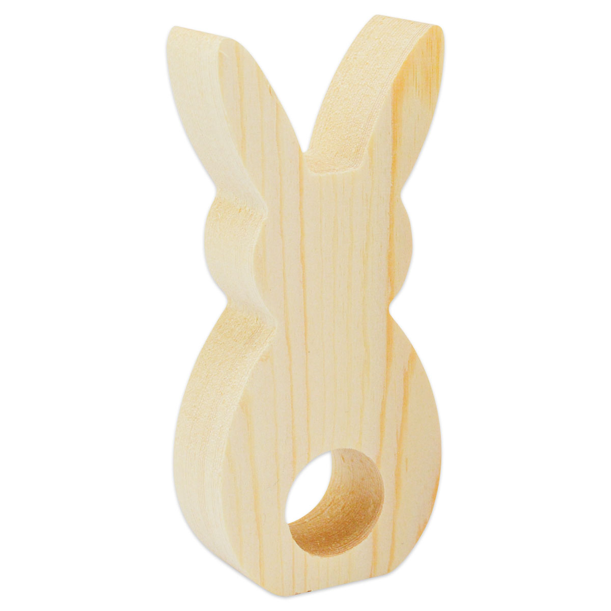 Hase aus Holz 10x4,4x12cm mit Bohrung Ø 2cm natur