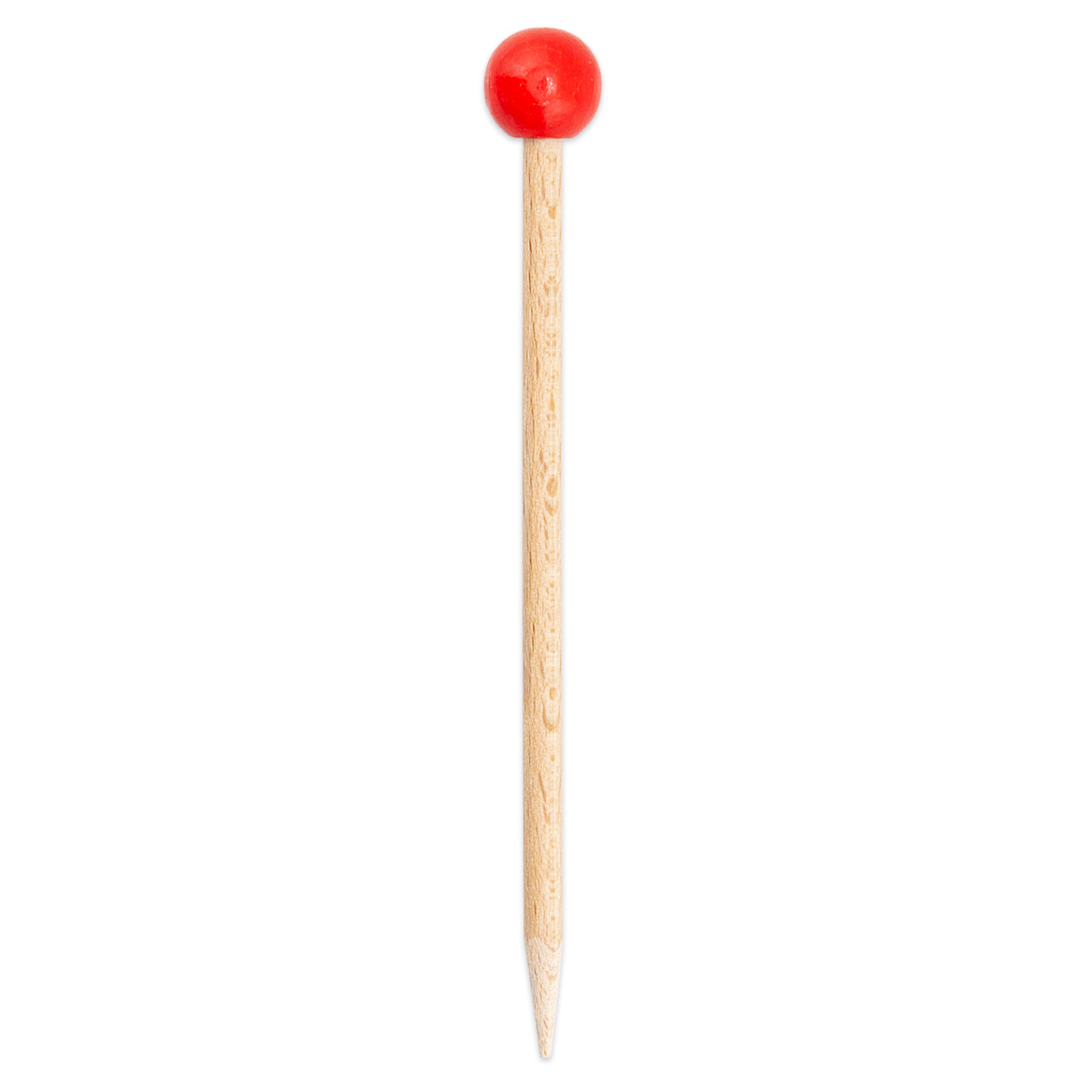 Strickstäbchen Holz 10cm mit roter Kugel Ø 12mm