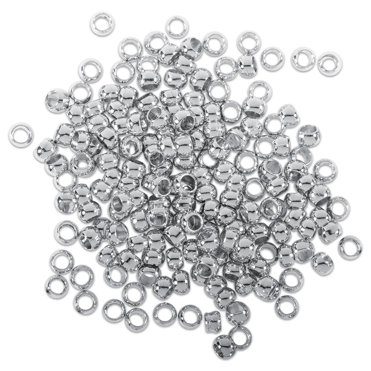 52201291ygMIvlkM6Fuen Quetschperlen Metall 2mm 2,6g ca. 100 St. platinfarben