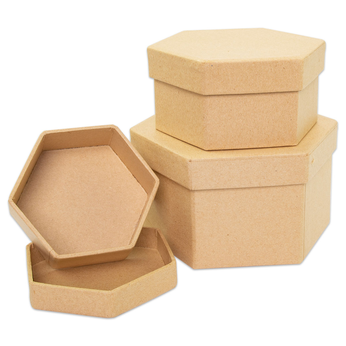 Pappschachteln Sechseck 3er-Set