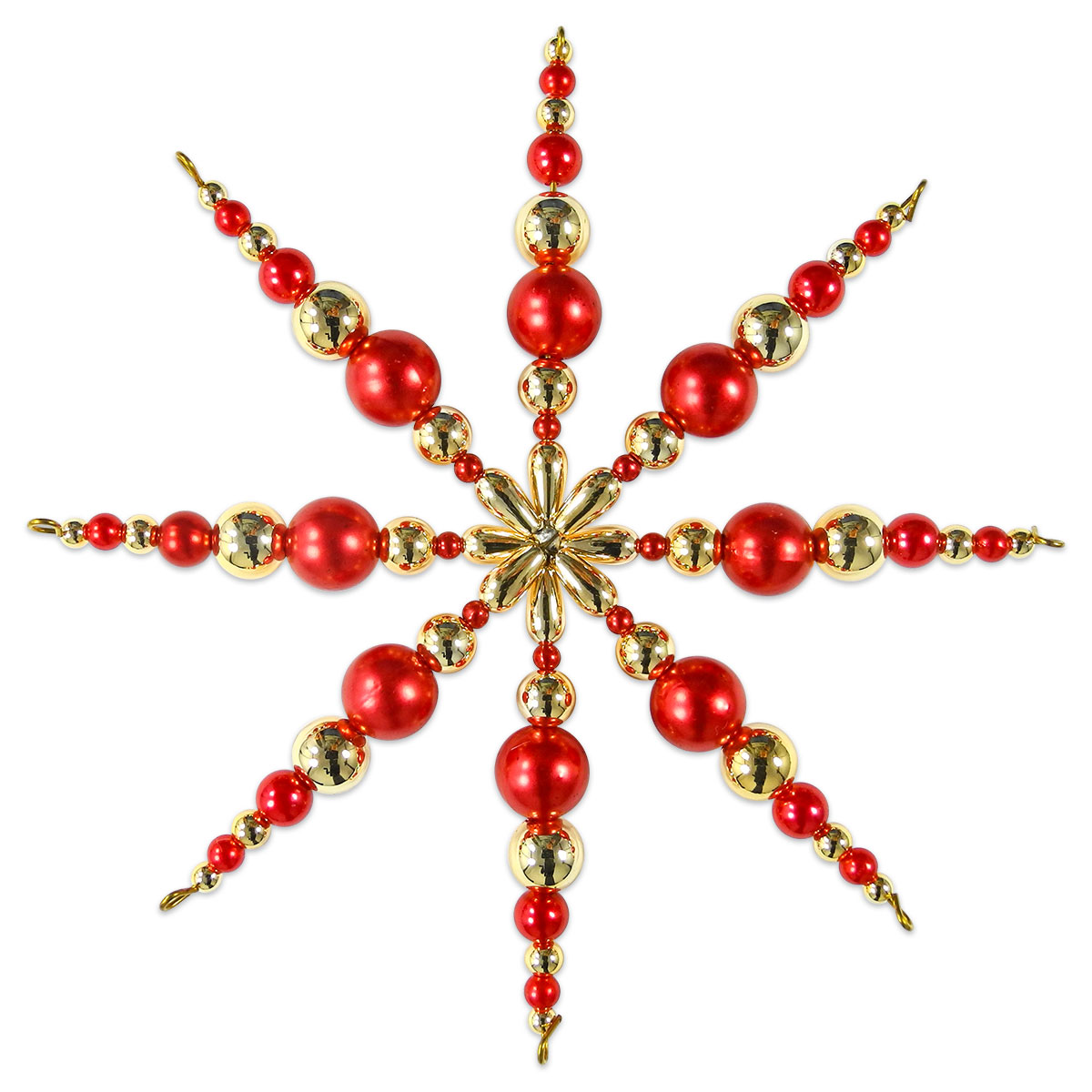 Kreativset Perlenstern ca. 12cm rot-goldfarben