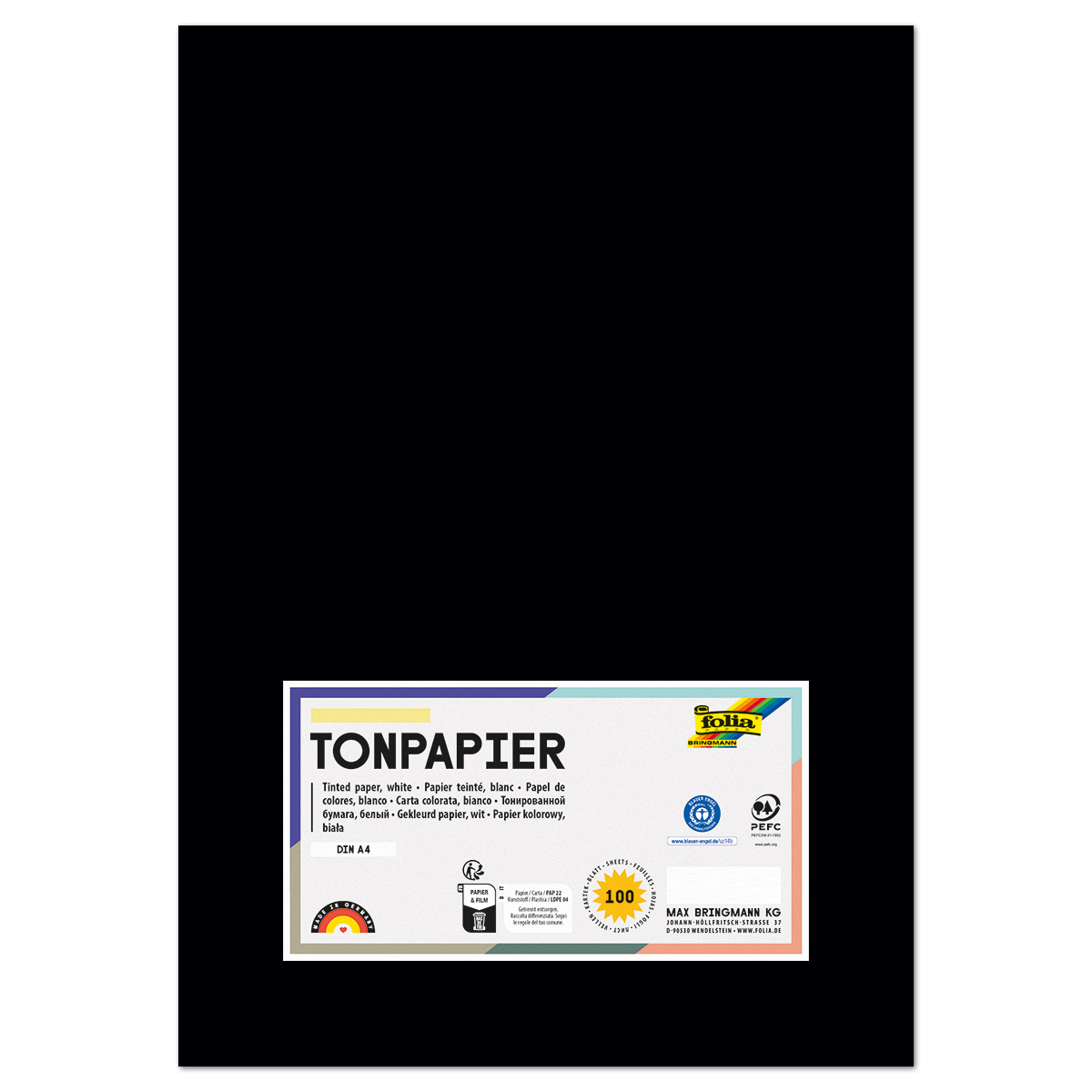 Tonpapier 130g/m² DIN A4 100 Bl. schwarz