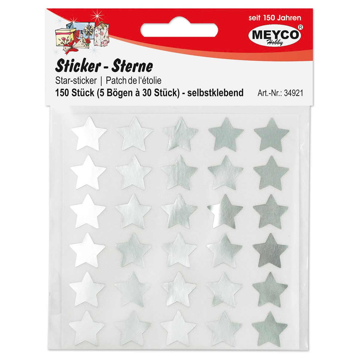 Sticker Sterne Ø 14mm 150 St. silberfarben