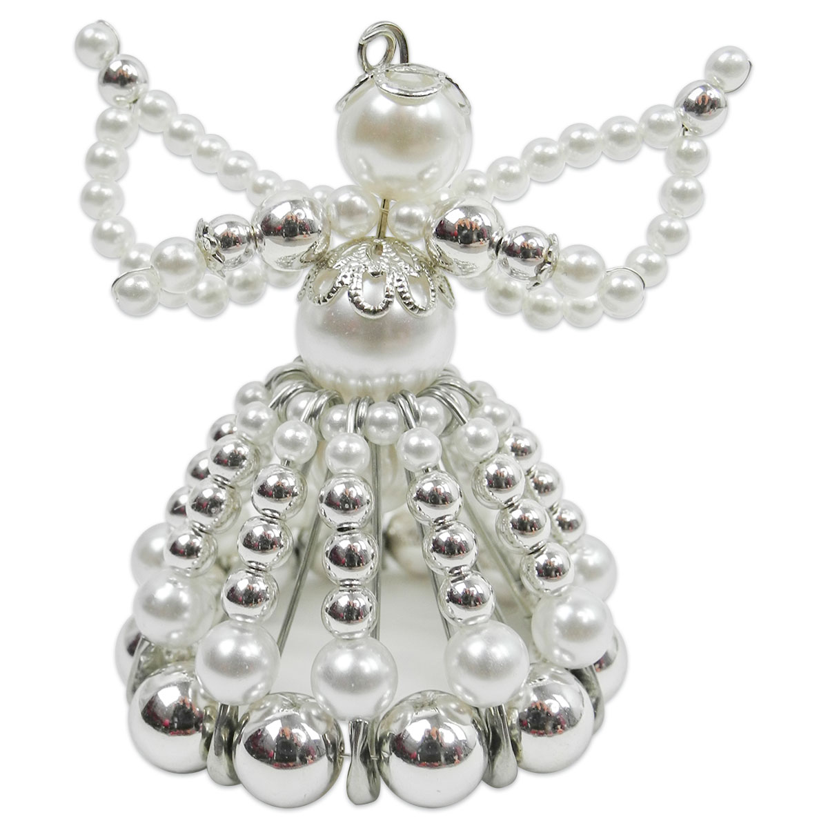 52219091NbX9mbhTsPoL6 Kreativset Perlenengel ca. 7cm weiß-silberfarben