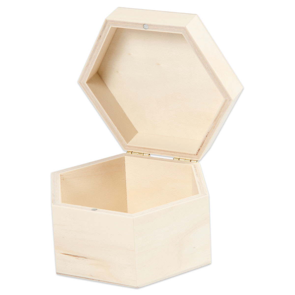 Holzbox sechseckig mit Magnetverschluss 12x7cm natur