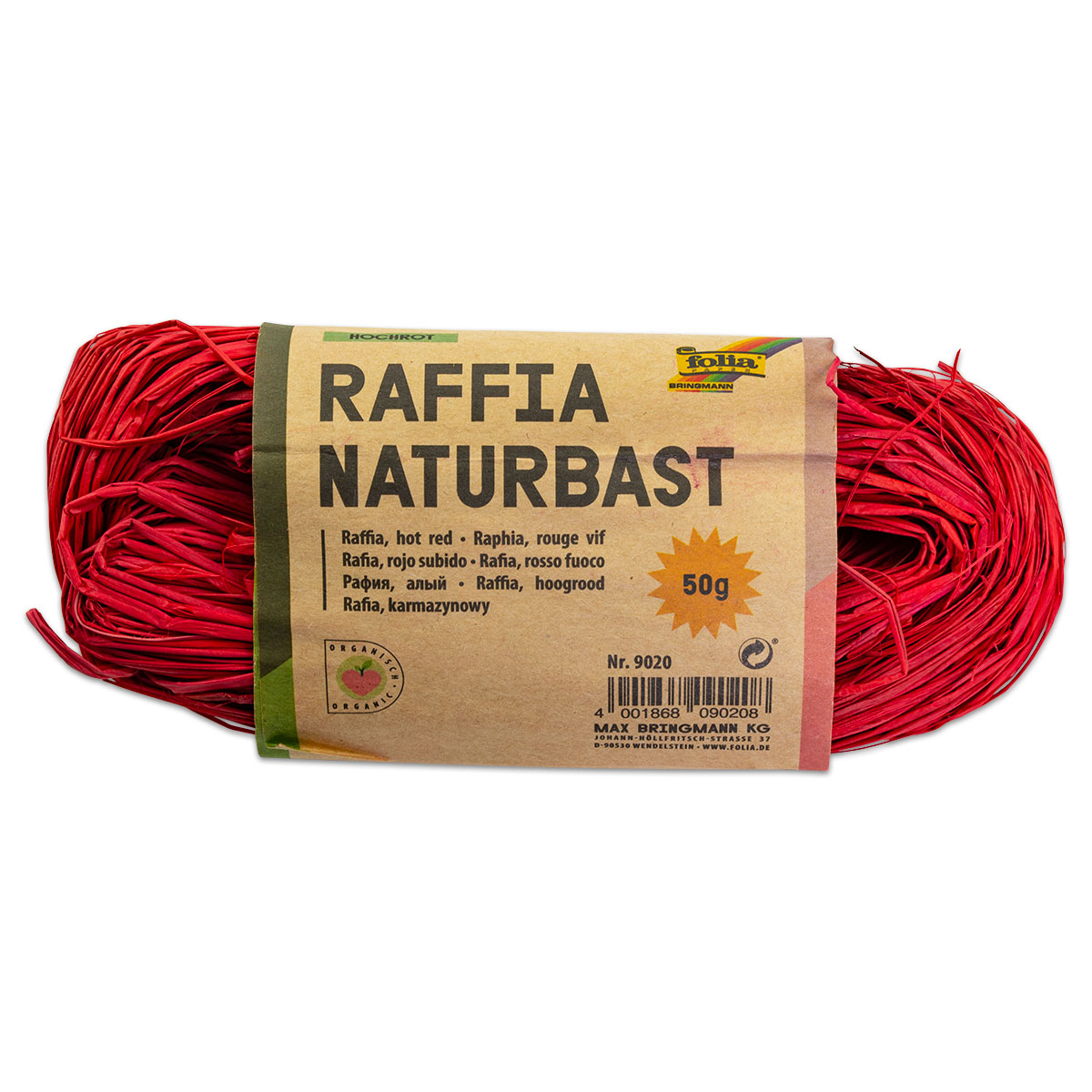 Naturbast Bündel 50g hochrot