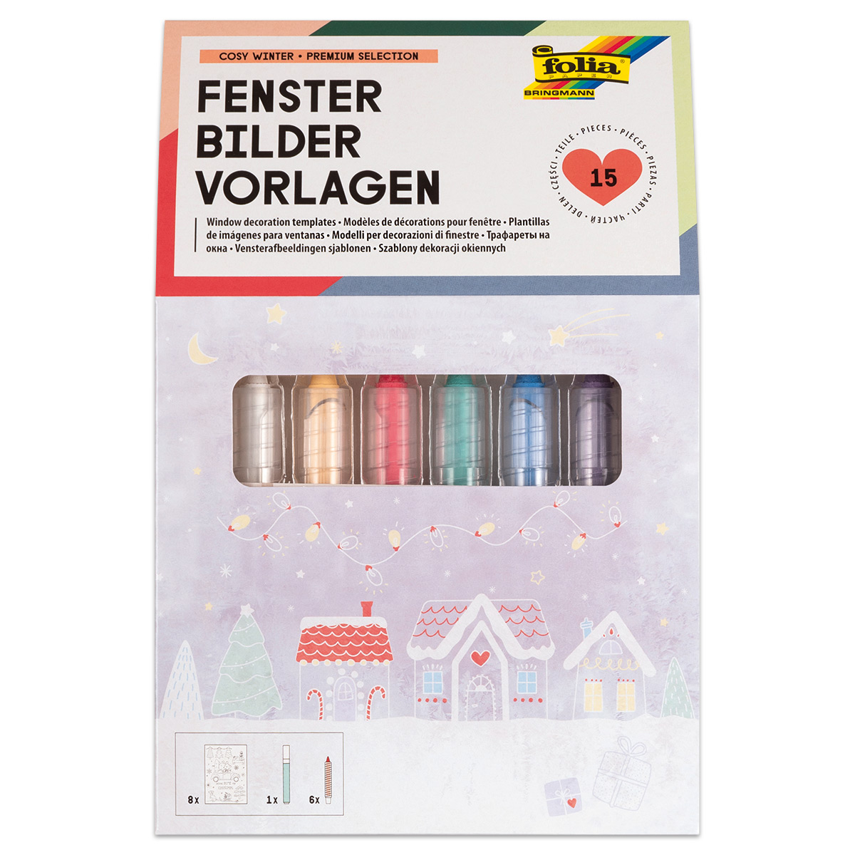 Fensterbilder-Vorlagenset Cosy Winter 15-teilig