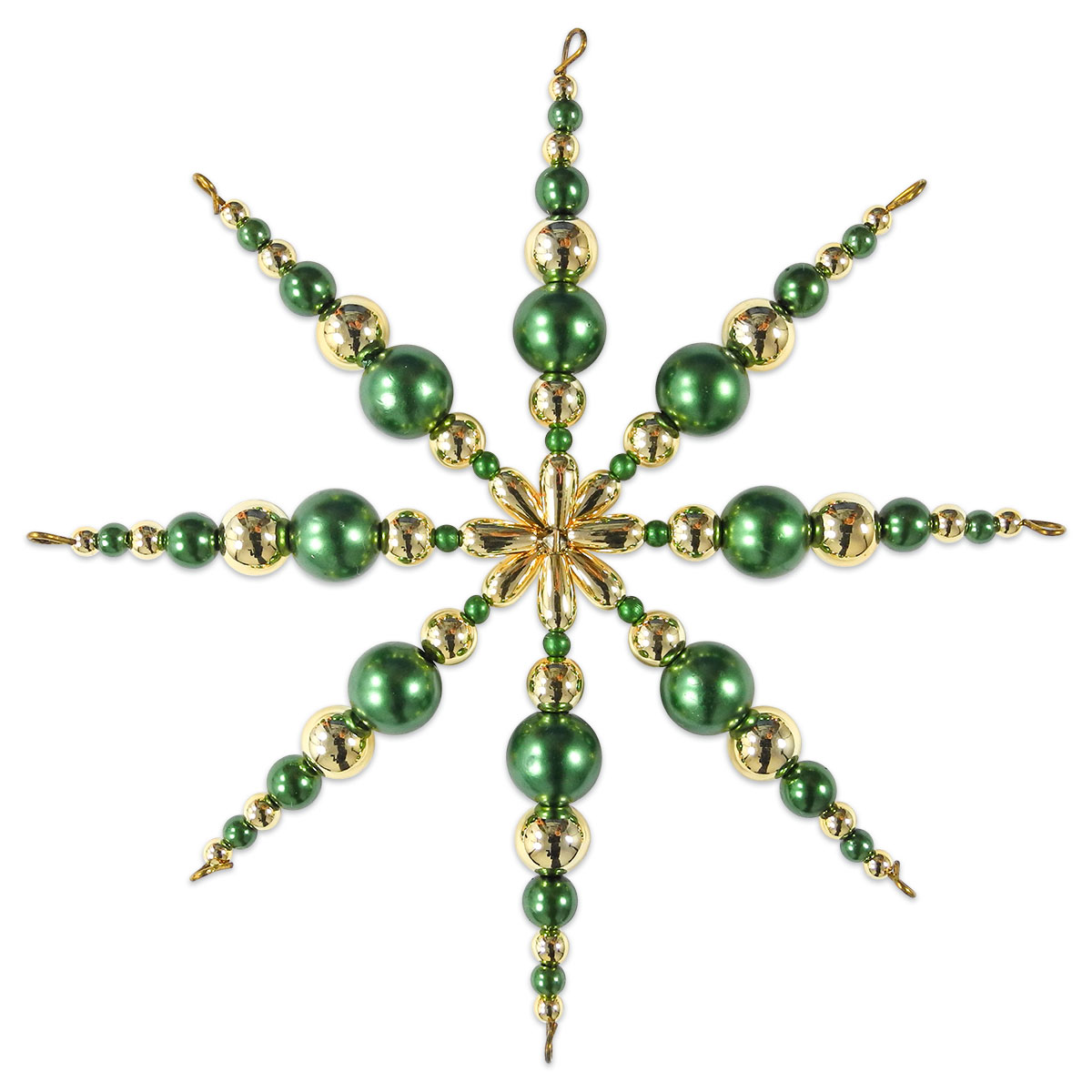 Kreativset Perlenstern ca. 12cm grün-goldfarben