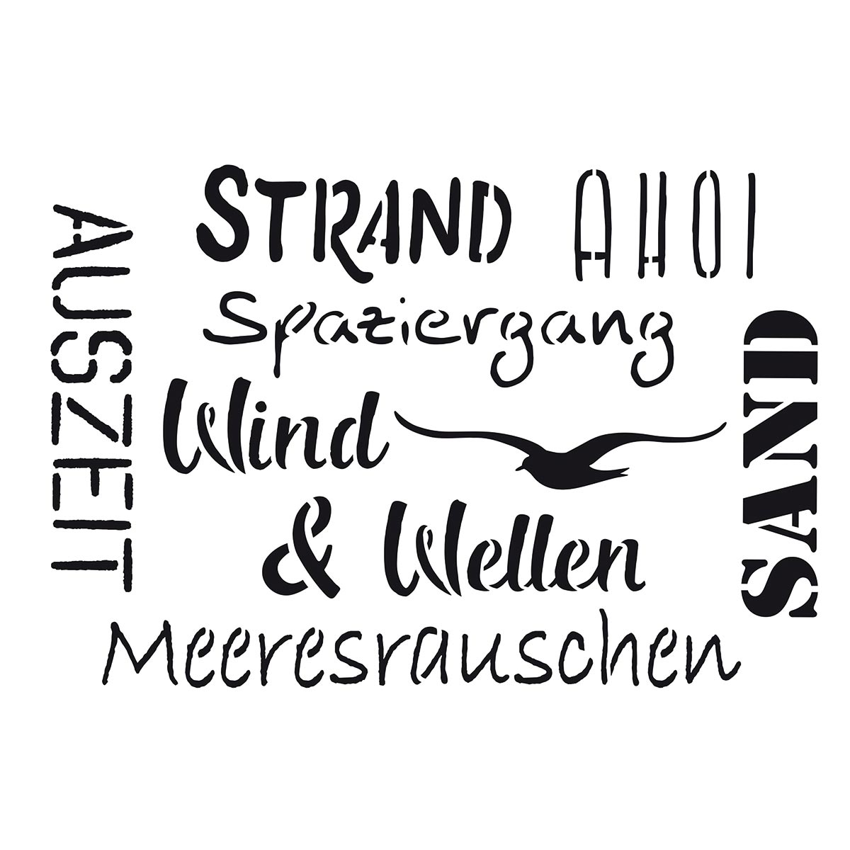52302796B9HSaqCGVNf92 Universal-Schablone Meeresrauschen Maritime Wörter
