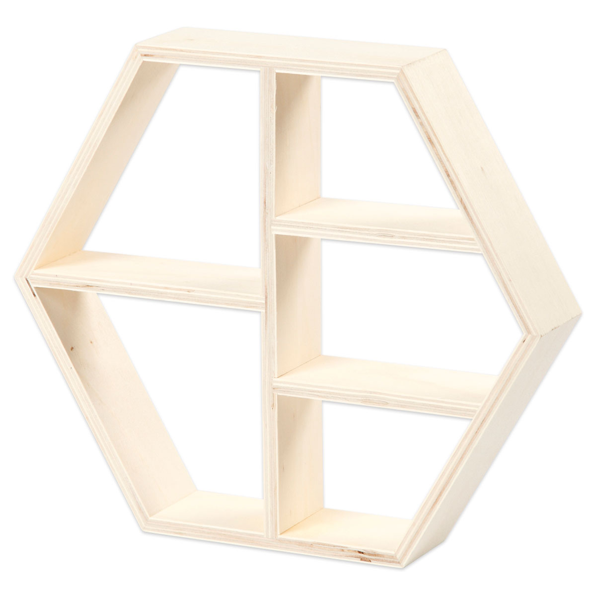 Sechseckiges Regal Sperrholz 5 Fächer 25x28,5x5cm natur