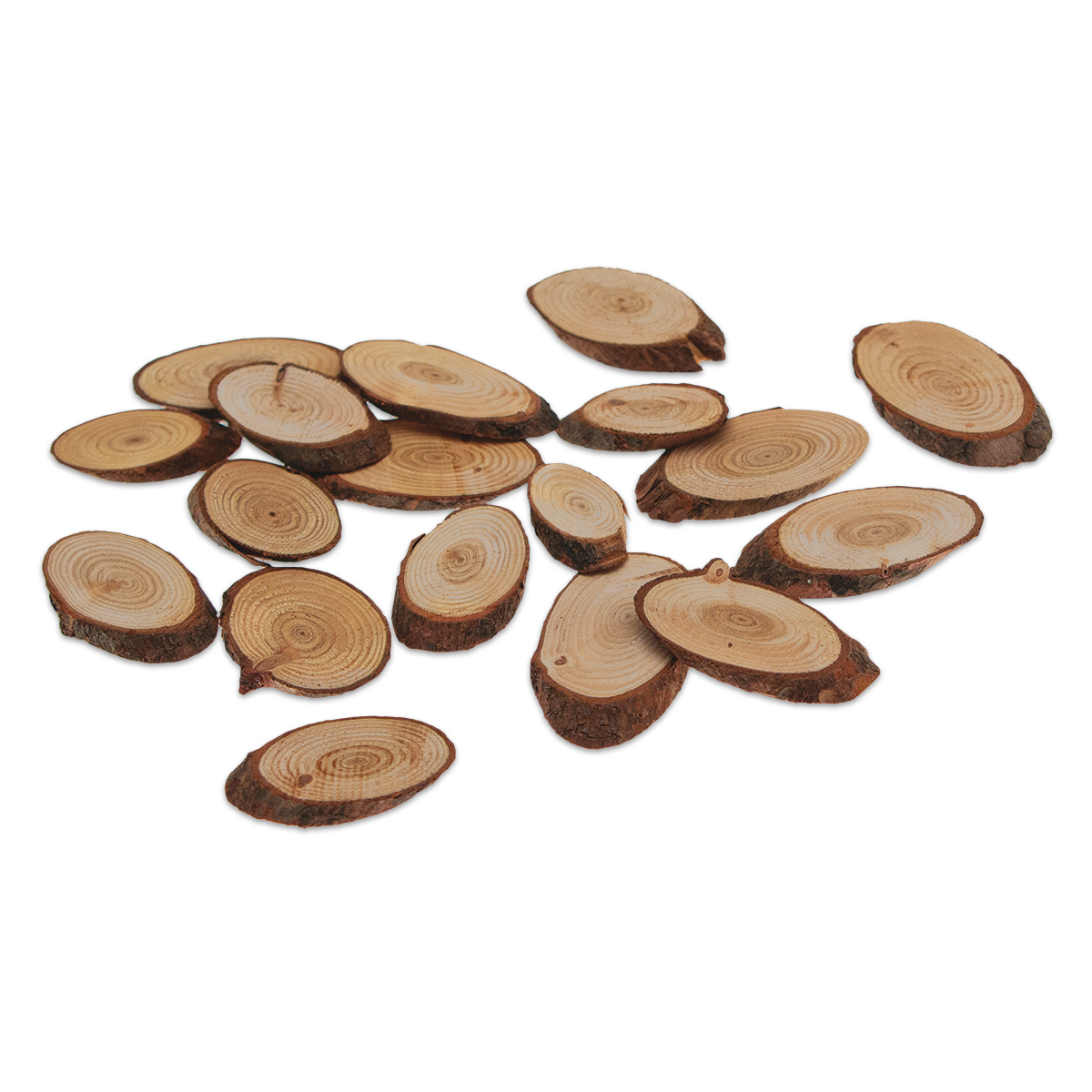 Holzscheiben m. Borke oval 200g Ø 3-5cm ca. 90 St. natur