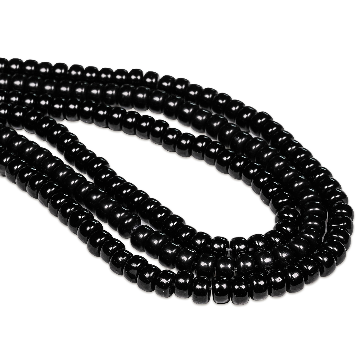 Glasmosaik-Perlenkette ca. 40cm Ø 4x6mm rund schwarz