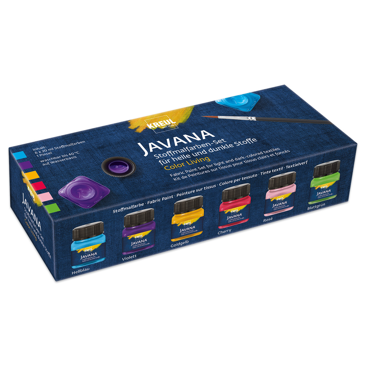 KREUL Javana Stoffmalfarben-Set Color Living 6 Farben à 20ml