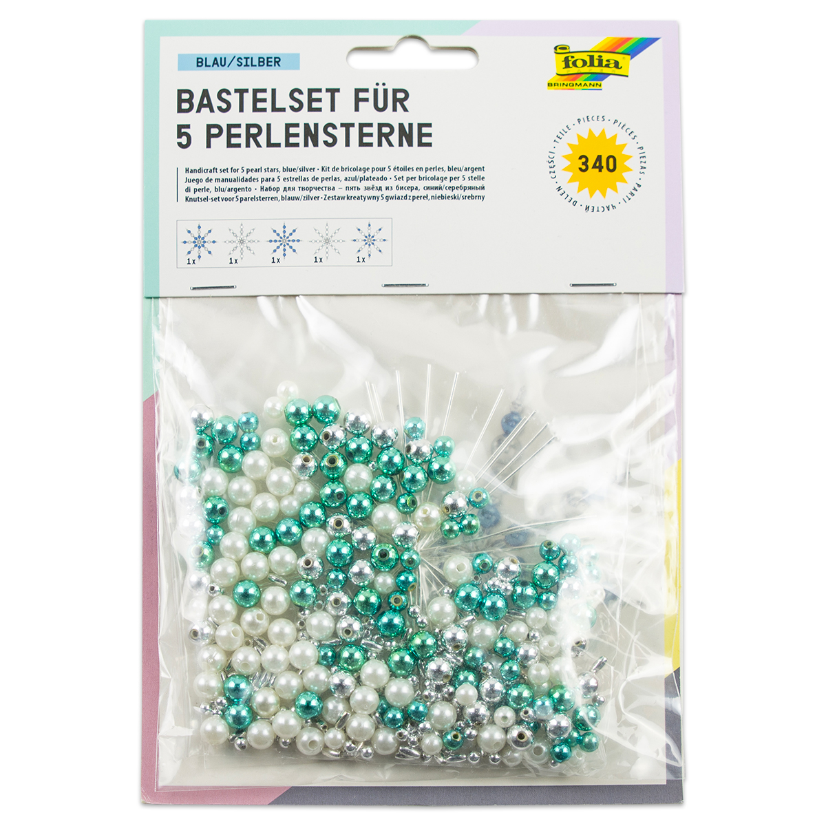 Perlensterne-Set Blau/Silber 340-teilig