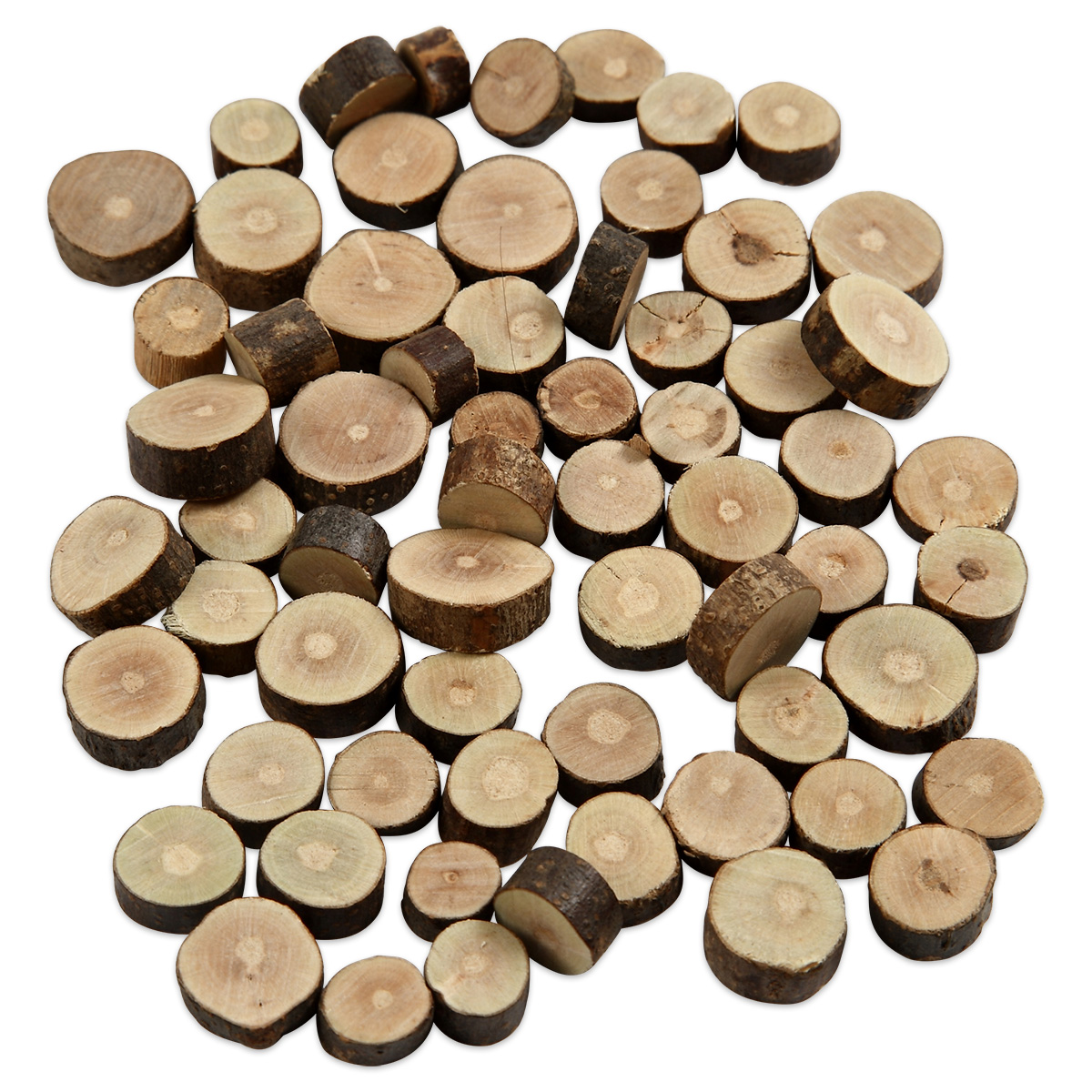 Holzscheiben m. Borke 5mm 10-15mm 230g