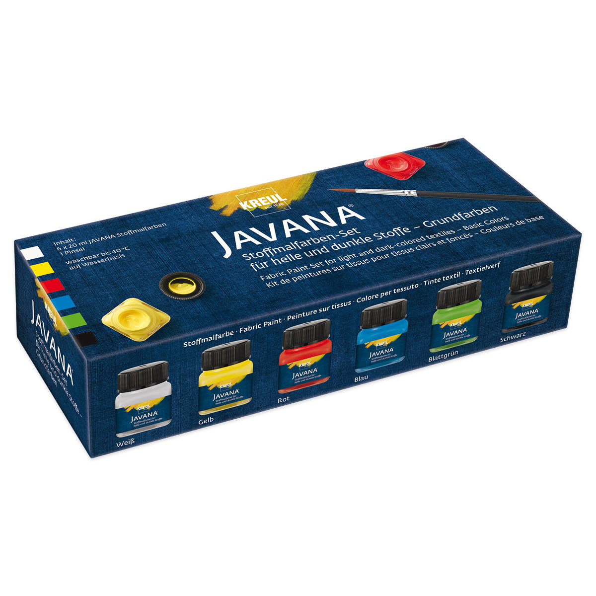 KREUL Javana Stoffmalfarben-Set Grundfarben 6 Farben à 20ml