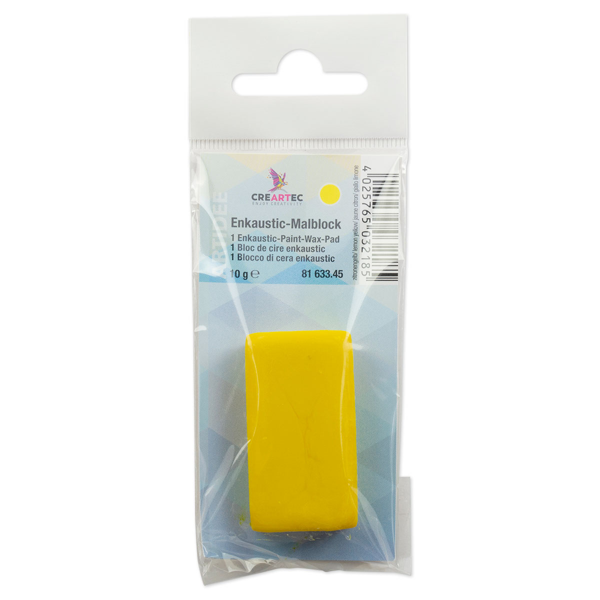 Enkaustik-Malblock 45x25x10mm ca. 10g zitronengelb