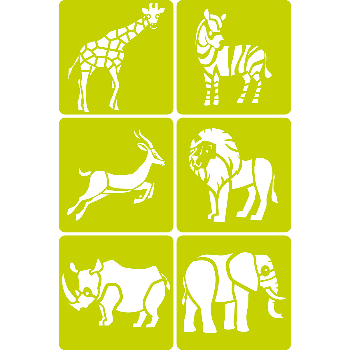 53742442YU9GZnSQUM4bs Schablonen Tiere Savanne 15x15cm 6 St.