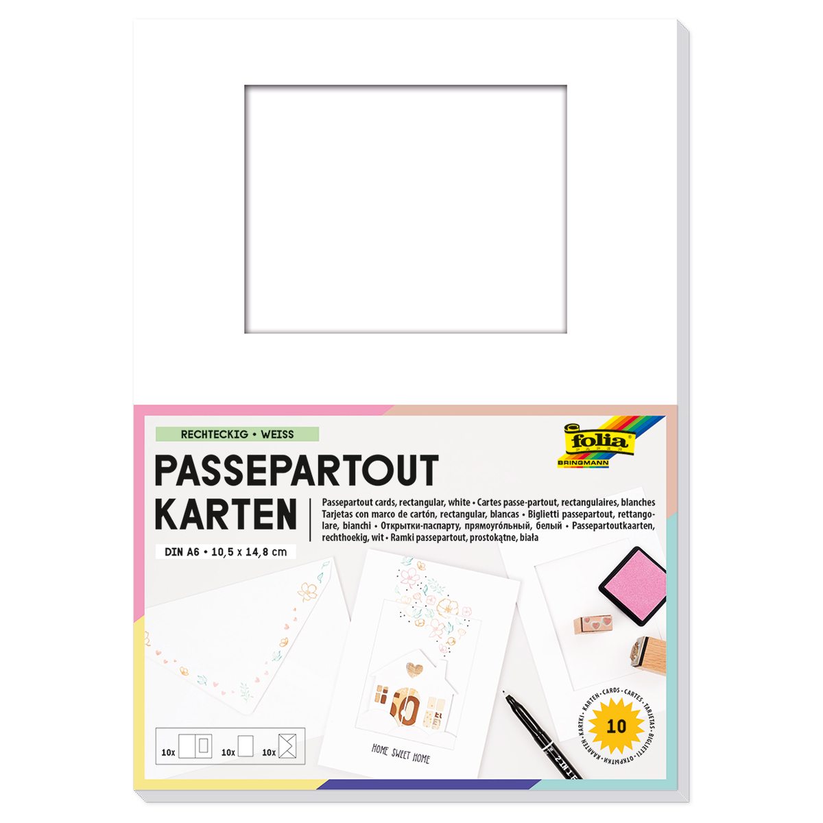 Passepartoutkarten DIN A6 10 St. rechteckig weiß