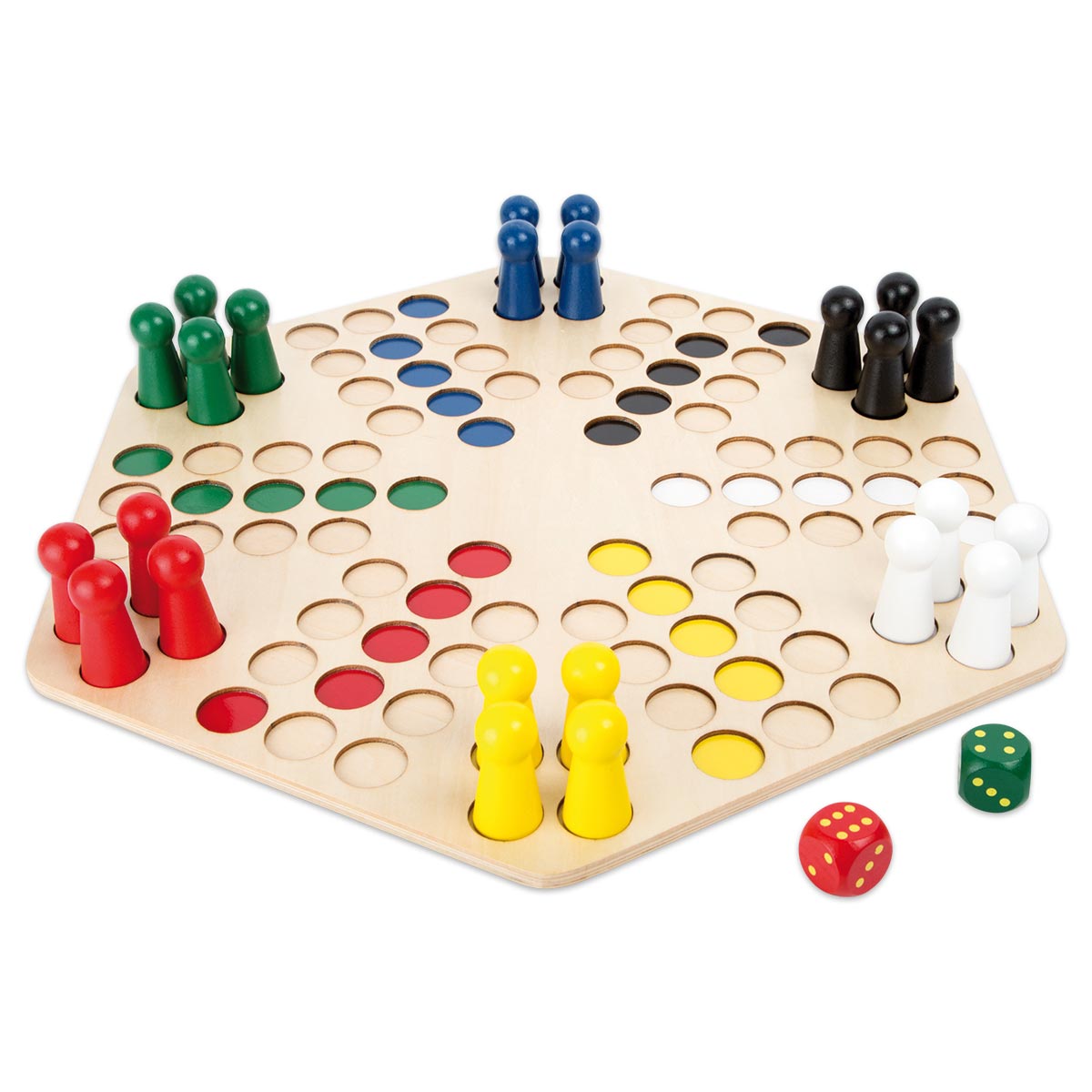 Spiel - Ludo 6er Holz 48x42x5cm bunt