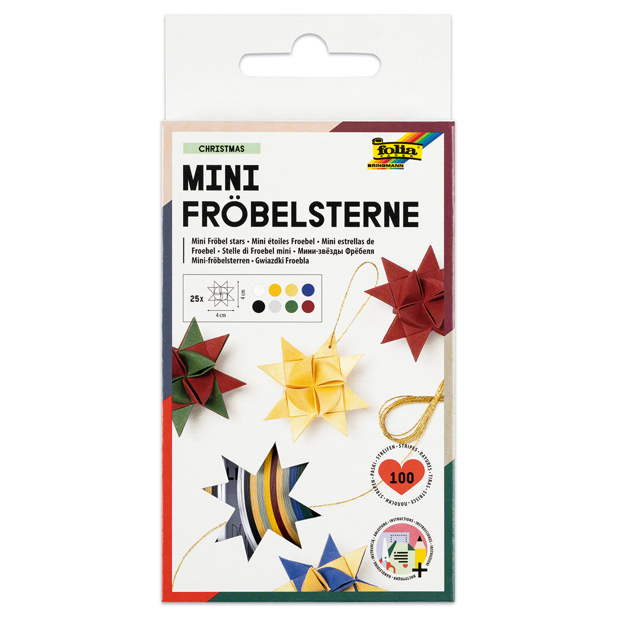 Papierstreifen für Fröbelsterne 35x1cm 100 St. Weihnachtsfarben