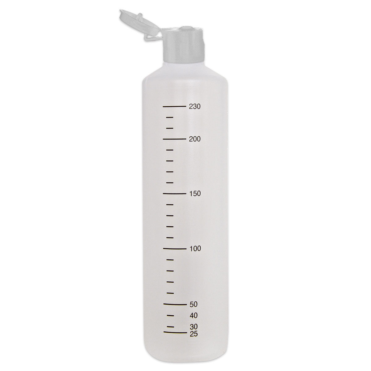 Kunststoffflasche mit Skala 250ml rund natur/weiß