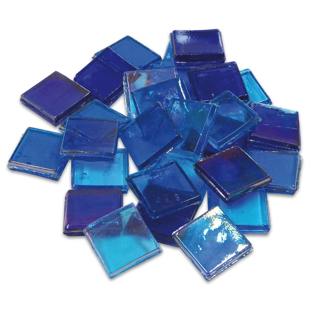 Eis Glas transparent 15x15x4mm 200g blau mix