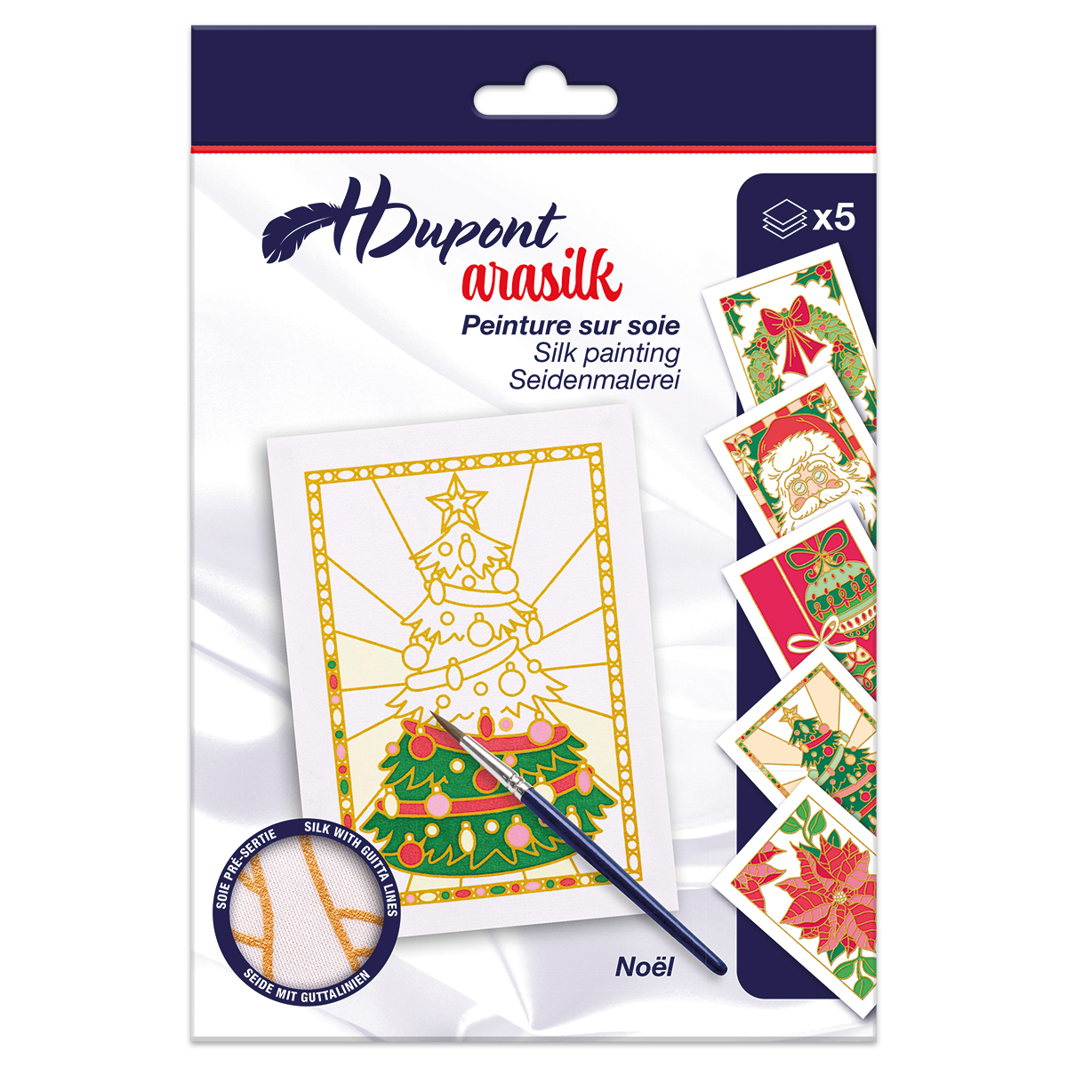 Seidenbilder zum Bemalen 5er-Set Weihnachten
