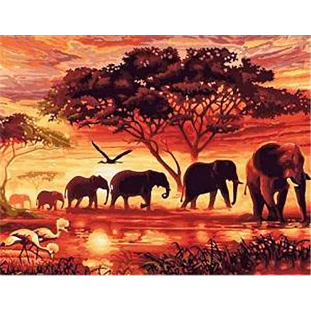 Diamond Painting 30x40cm Elefanten in der Savanne