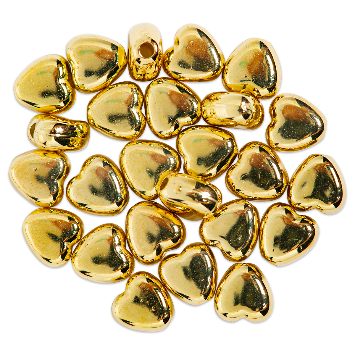 Kunststoffperlen Herz 6mm 7g goldfarben