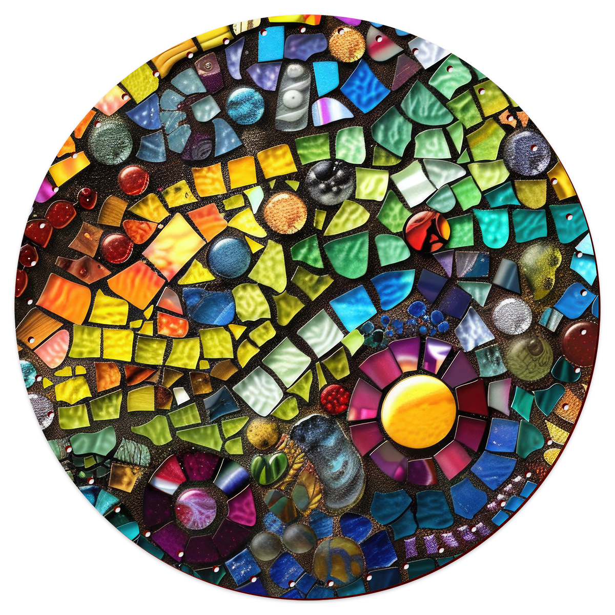 Korbflechtboden Holz 3mm Ø ca. 26cm rund Mosaik