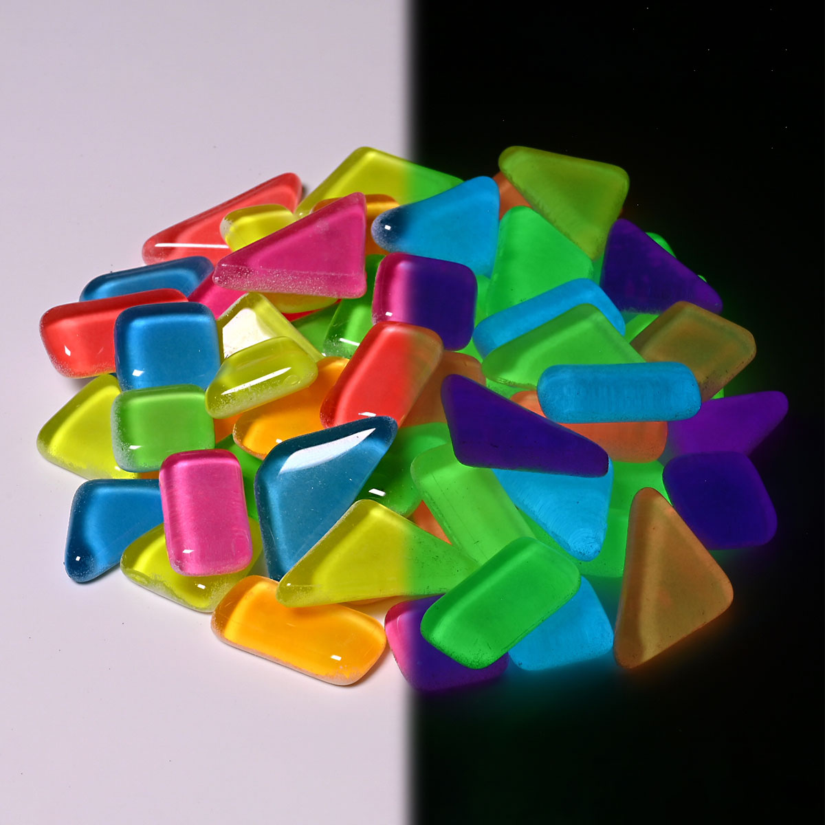 56609989HqTSH73LOIUOf Mosaik Soft-Glas polygonal 5-20mm 200g nachtleuchtend mix