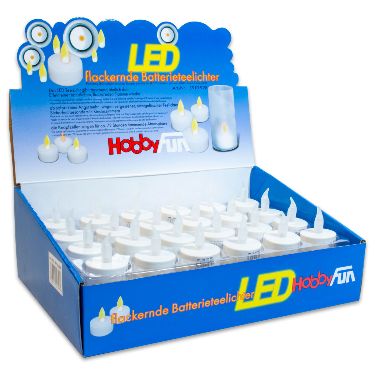 LED-Batterie-Teelichter flackernd 3,8x1,8cm 48 St. weiß
